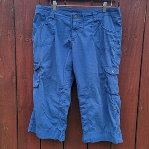 Kuhl Womens Blue Cargo Capri Pants Size 14 Hiking Outdoor Roll Up Crop